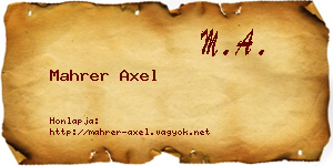 Mahrer Axel névjegykártya